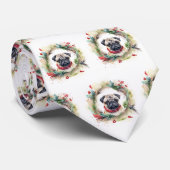 Pug Kerstkrans Feestelijke Pup Stropdas (Opgerold)