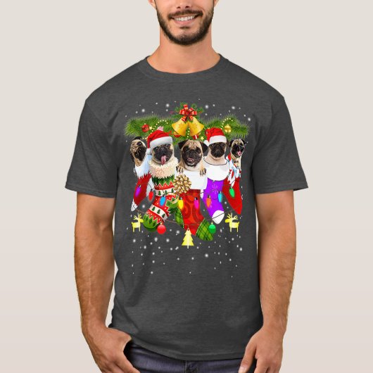 Pug kerstkussen FunnyPugs Dog Xmas T-shirt (Voorkant)