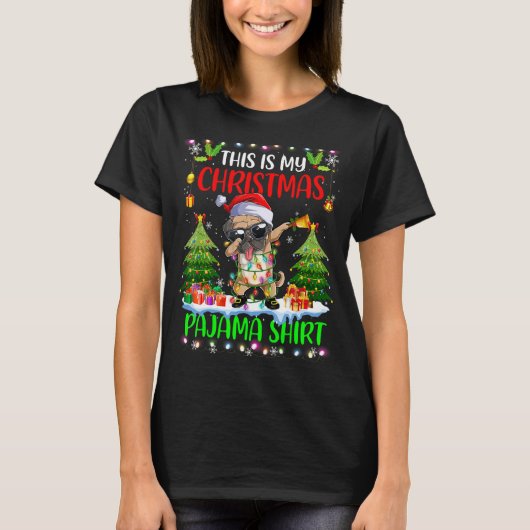 Pug kerstlamslug Santa Dog Dit is mijn kerstman T-shirt (Voorkant)