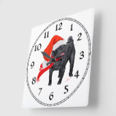 Pug Kerstman Helper Vierkante Klok (Hoek)