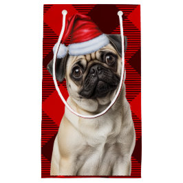 Pug Kerstman Hond Vakantie Rode Buffalo Plaid Kers Klein Cadeauzakje