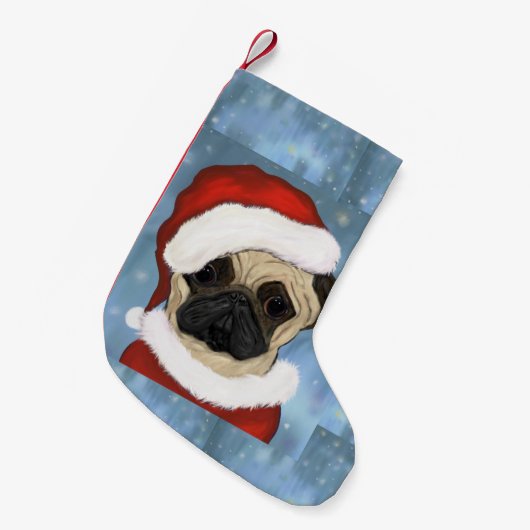 Pug Kerstman Kleine Kerstsok (Voorkant (Hangend))