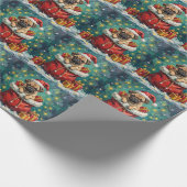 Pug Kerstman Zak Avontuur Cadeaupapier (Hoek)