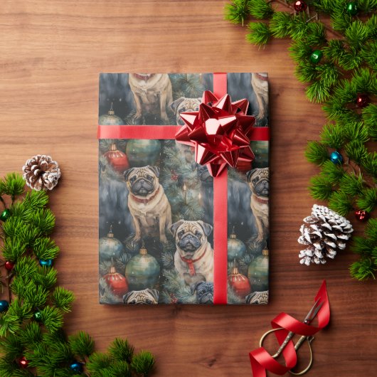 Pug Kerstmis Cadeaupapier (Feestdagen Geschenken)