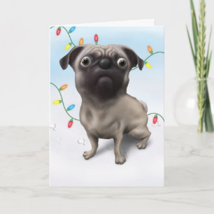 Pug Kerstmis Feestdagen Kaart
