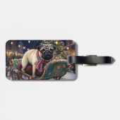 Pug Kerstmis Feestelijk Seizoen Bagagelabel (Achterkant horizontaal)