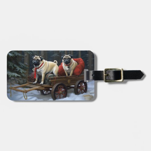 Pug Kerstmis Feestelijk Seizoen Bagagelabel (Voorkant horizontaal)