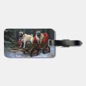 Pug Kerstmis Feestelijk Seizoen Bagagelabel (Achterkant horizontaal)