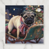 Pug Kerstmis Feestelijk Seizoen Bedankjes Labels (Achterkant)