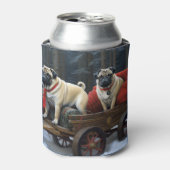 Pug Kerstmis Feestelijk Seizoen Blikjeskoeler (Blikje Voorkant)