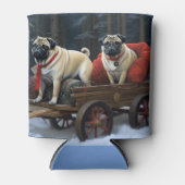Pug Kerstmis Feestelijk Seizoen Blikjeskoeler (Voorkant)