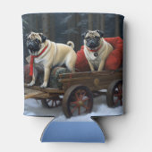 Pug Kerstmis Feestelijk Seizoen Blikjeskoeler (Achterkant)