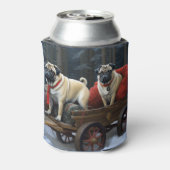 Pug Kerstmis Feestelijk Seizoen Blikjeskoeler (Blikje Achterkant)