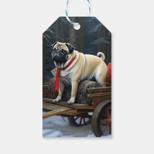 Pug Kerstmis Feestelijk Seizoen Cadeaulabel (Achterkant)
