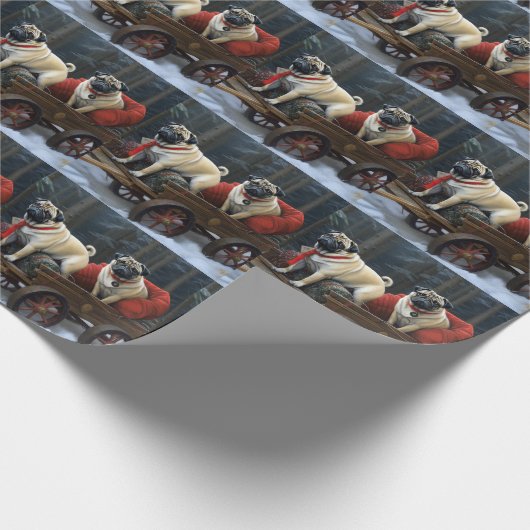 Pug Kerstmis Feestelijk Seizoen Cadeaupapier (Hoek)