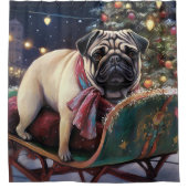 Pug Kerstmis Feestelijk Seizoen Douchegordijn (Voorkant)
