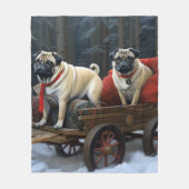 Pug Kerstmis Feestelijk Seizoen Fleece Deken (Voorkant)