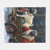 Pug Kerstmis Feestelijk Seizoen Fleece Deken (Voorkant (Horizontaal))