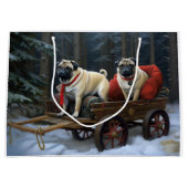 Pug Kerstmis Feestelijk Seizoen Groot Cadeauzakje (Voorkant)