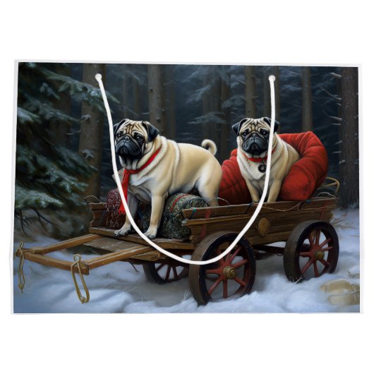 Pug Kerstmis Feestelijk Seizoen Groot Cadeauzakje (Achterkant)