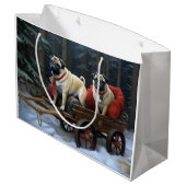 Pug Kerstmis Feestelijk Seizoen Groot Cadeauzakje (Achterkant Gekanteld)