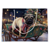 Pug Kerstmis Feestelijk Seizoen Groot Cadeauzakje (Voorkant)