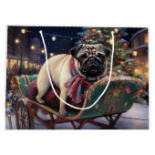 Pug Kerstmis Feestelijk Seizoen Groot Cadeauzakje (Achterkant)