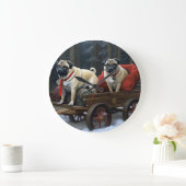 Pug Kerstmis Feestelijk Seizoen Grote Klok (Huis)