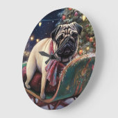 Pug Kerstmis Feestelijk Seizoen Grote Klok (Hoek)