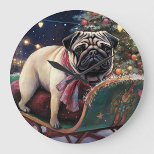 Pug Kerstmis Feestelijk Seizoen Grote Klok