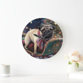 Pug Kerstmis Feestelijk Seizoen Grote Klok (Huis)