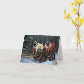 Pug Kerstmis Feestelijk Seizoen Kaart (Gele Bloem)