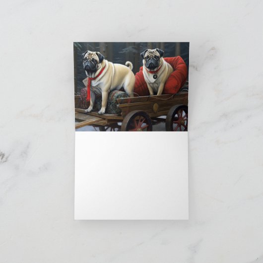 Pug Kerstmis Feestelijk Seizoen Kaart (Binnen)