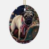 Pug Kerstmis Feestelijk Seizoen Keramisch Ornament (Rechts)