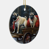 Pug Kerstmis Feestelijk Seizoen Keramisch Ornament (Rechts)
