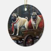 Pug Kerstmis Feestelijk Seizoen Keramisch Ornament (Links)