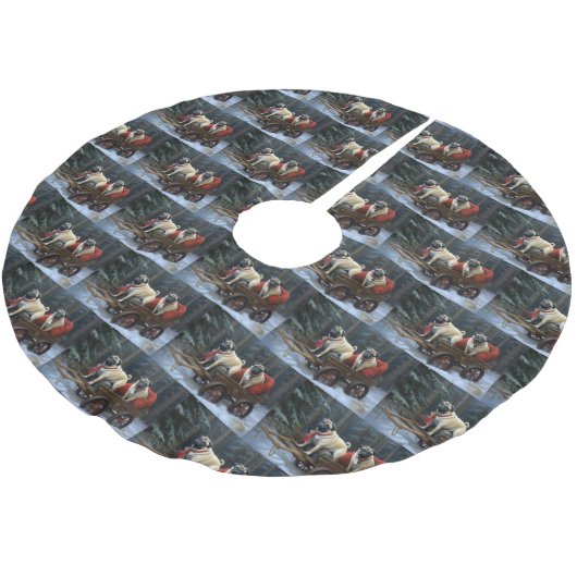 Pug Kerstmis Feestelijk Seizoen Kerstboom Rok (Gekanteld)