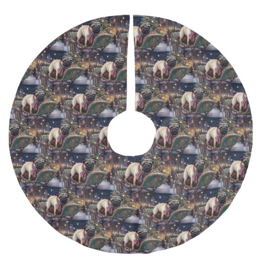 Pug Kerstmis Feestelijk Seizoen Kerstboom Rok (Voorkant)