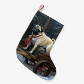 Pug Kerstmis Feestelijk Seizoen Kleine Kerstsok (Voorkant (Hangend))