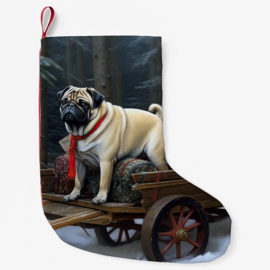 Pug Kerstmis Feestelijk Seizoen Kleine Kerstsok (Voorkant)