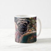 Pug Kerstmis Feestelijk Seizoen Koffiemok (Voorkant rechts)