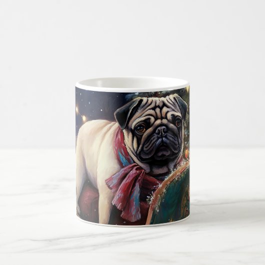 Pug Kerstmis Feestelijk Seizoen Koffiemok (Center)