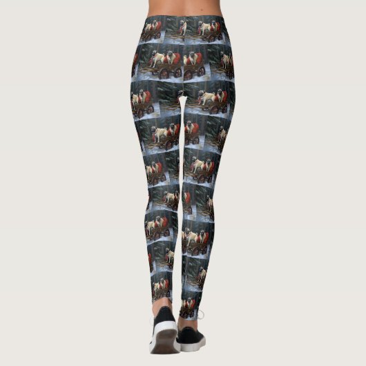 Pug Kerstmis Feestelijk Seizoen Leggings (Achterkant)