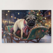Pug Kerstmis Feestelijk Seizoen Legpuzzel (Horizontaal)