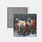 Pug Kerstmis Feestelijk Seizoen Magneet (Voorkant / Achterkant)