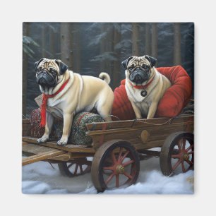 Pug Kerstmis Feestelijk Seizoen Magneet