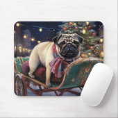 Pug Kerstmis Feestelijk Seizoen Muismat (Met muis)