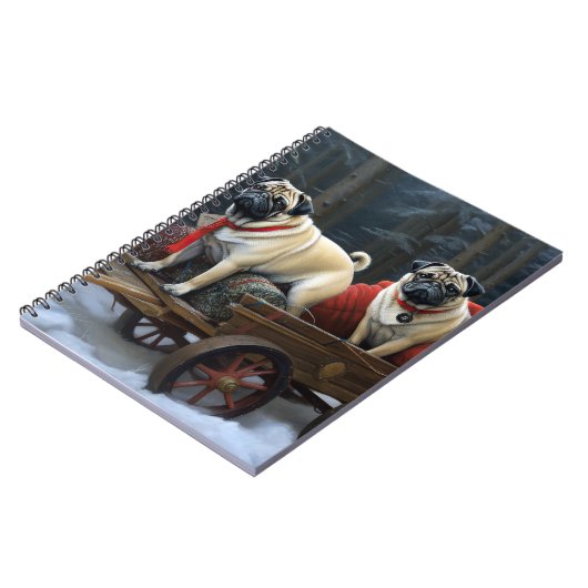 Pug Kerstmis Feestelijk Seizoen Notitieboek (Linkerzijde)