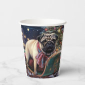 Pug Kerstmis Feestelijk Seizoen Papieren Bekers (Achterkant)