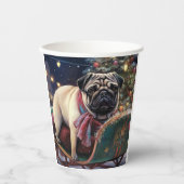 Pug Kerstmis Feestelijk Seizoen Papieren Bekers (Voorkant)